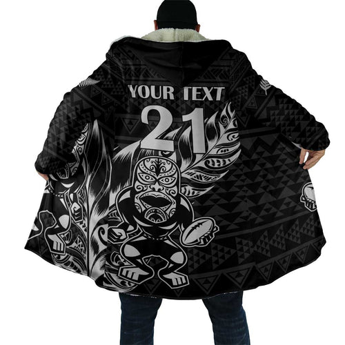 New Zealand Rugby Warrior Custom Cloak Black Fern Taniko Motif - Aussie Hoodie