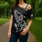 New Zealand Rugby Warrior Custom Cross Shoulder Shirt Black Fern Taniko Motif - Aussie Hoodie