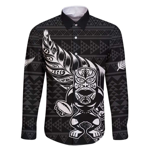 New Zealand Rugby Warrior Custom Family Matching Mermaid Dress and Hawaiian Shirt Black Fern Taniko Motif