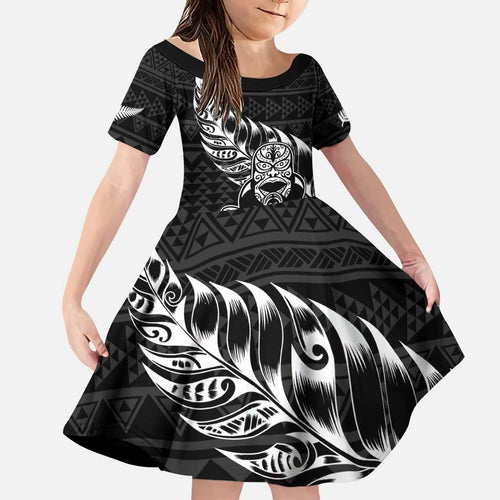 New Zealand Rugby Warrior Custom Family Matching Puletasi and Hawaiian Shirt Black Fern Taniko Motif