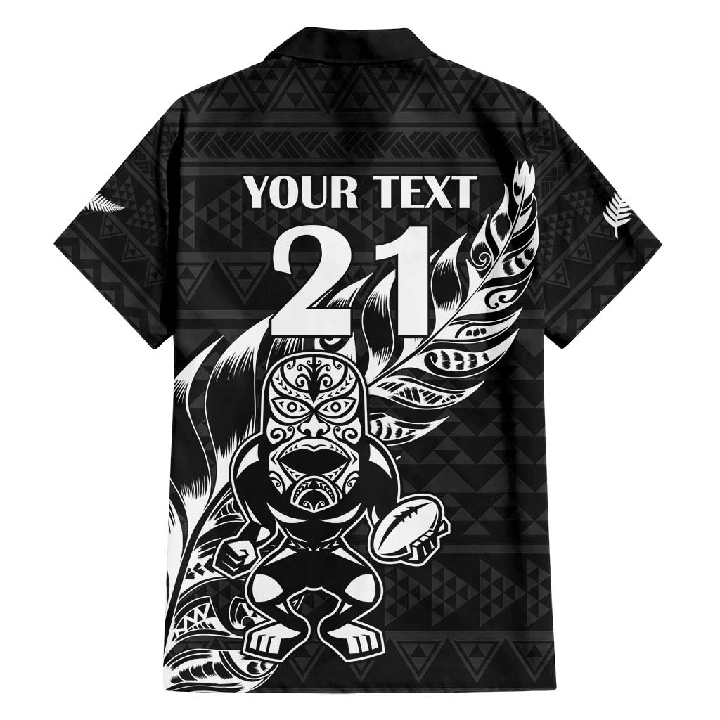 New Zealand Rugby Warrior Custom Family Matching Puletasi and Hawaiian Shirt Black Fern Taniko Motif
