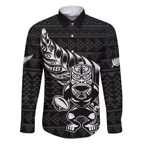 New Zealand Rugby Warrior Custom Family Matching Short Sleeve Bodycon Dress and Hawaiian Shirt Black Fern Taniko Motif