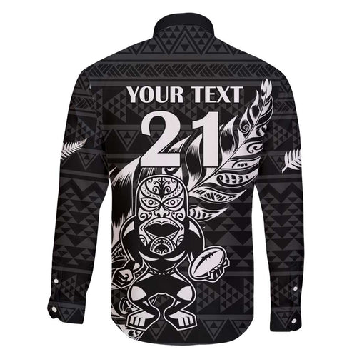 New Zealand Rugby Warrior Custom Family Matching Short Sleeve Bodycon Dress and Hawaiian Shirt Black Fern Taniko Motif