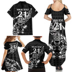 New Zealand Rugby Warrior Custom Family Matching Summer Maxi Dress and Hawaiian Shirt Black Fern Taniko Motif