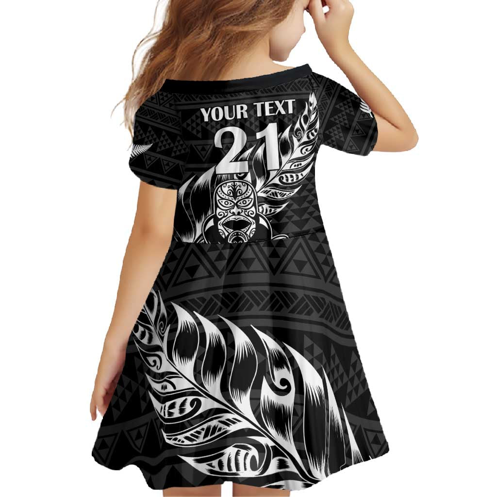 New Zealand Rugby Warrior Custom Family Matching Tank Maxi Dress and Hawaiian Shirt Black Fern Taniko Motif