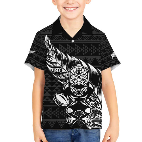 New Zealand Rugby Warrior Custom Family Matching Tank Maxi Dress and Hawaiian Shirt Black Fern Taniko Motif