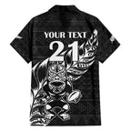 New Zealand Rugby Warrior Custom Hawaiian Shirt Black Fern Taniko Motif