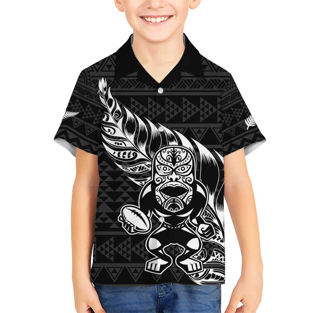 New Zealand Rugby Warrior Custom Hawaiian Shirt Black Fern Taniko Motif