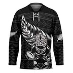 New Zealand Rugby Warrior Custom Hockey Jersey Black Fern Taniko Motif - Aussie Hoodie