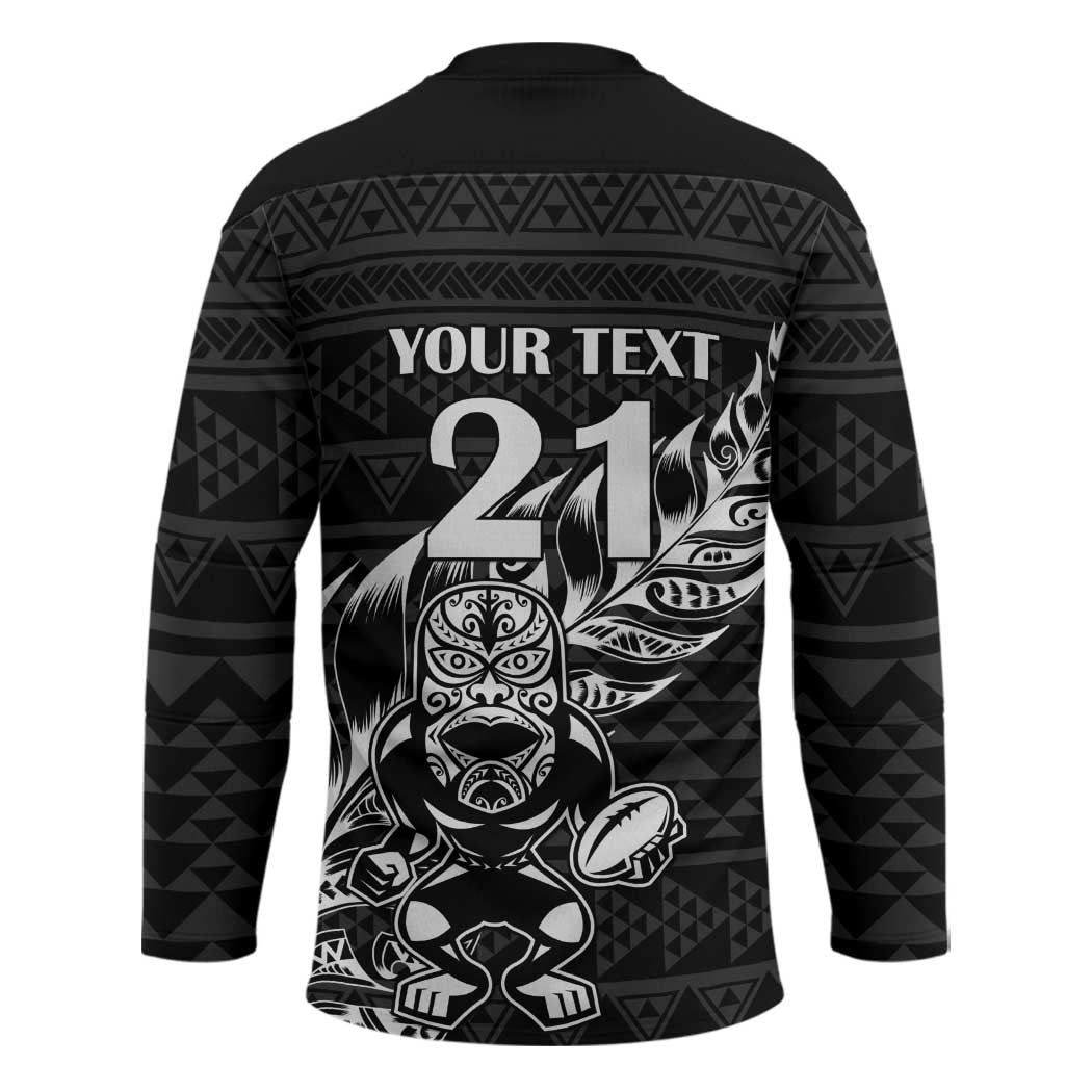 New Zealand Rugby Warrior Custom Hockey Jersey Black Fern Taniko Motif - Aussie Hoodie