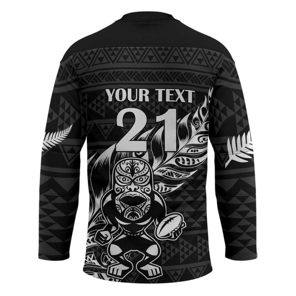 New Zealand Rugby Warrior Custom Hockey Jersey Black Fern Taniko Motif - Aussie Hoodie