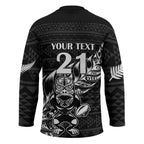 New Zealand Rugby Warrior Custom Hockey Jersey Black Fern Taniko Motif - Aussie Hoodie