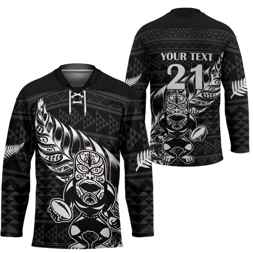 New Zealand Rugby Warrior Custom Hockey Jersey Black Fern Taniko Motif - Aussie Hoodie