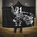New Zealand Rugby Warrior Custom Hooded Blanket Black Fern Taniko Motif