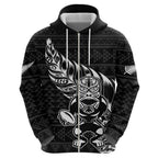 New Zealand Rugby Warrior Custom Hoodie Black Fern Taniko Motif