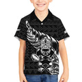 New Zealand Rugby Warrior Custom Kid Hawaiian Shirt Black Fern Taniko Motif