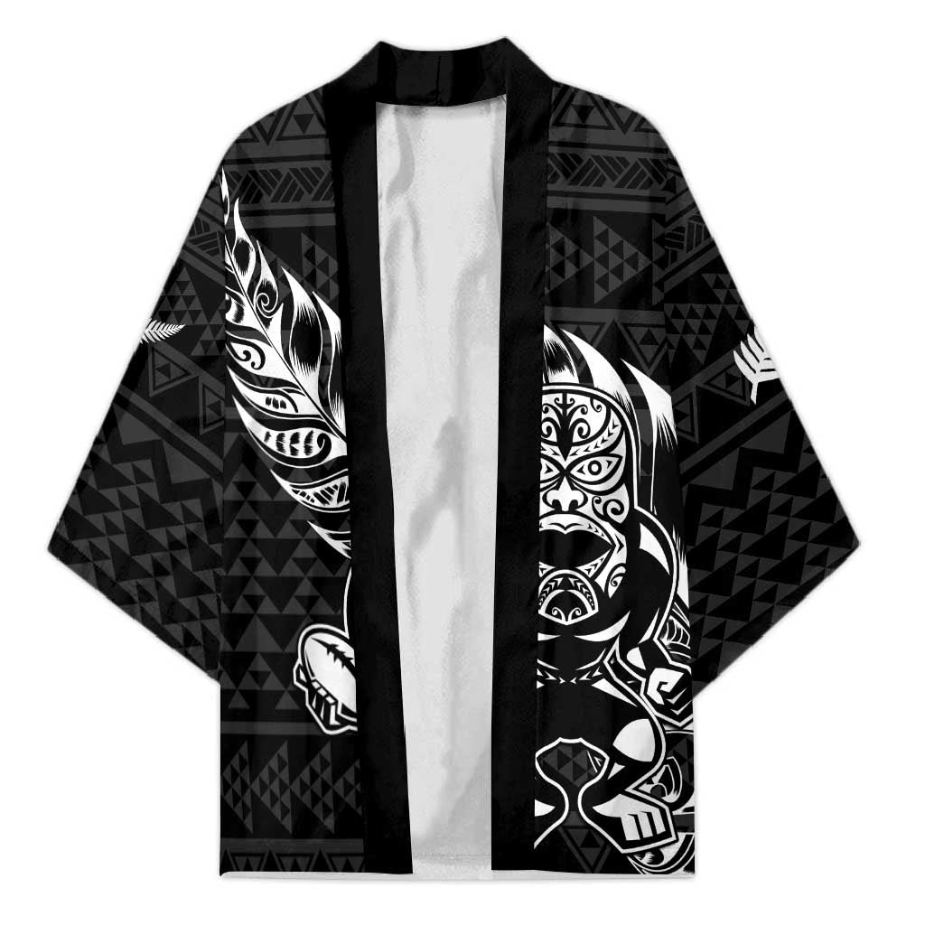New Zealand Rugby Warrior Custom Kimono Black Fern Taniko Motif - Aussie Hoodie