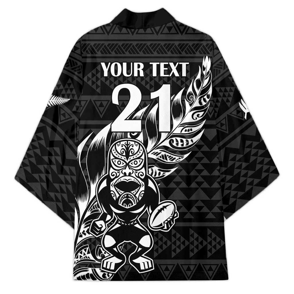 New Zealand Rugby Warrior Custom Kimono Black Fern Taniko Motif - Aussie Hoodie