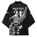 New Zealand Rugby Warrior Custom Kimono Black Fern Taniko Motif - Aussie Hoodie