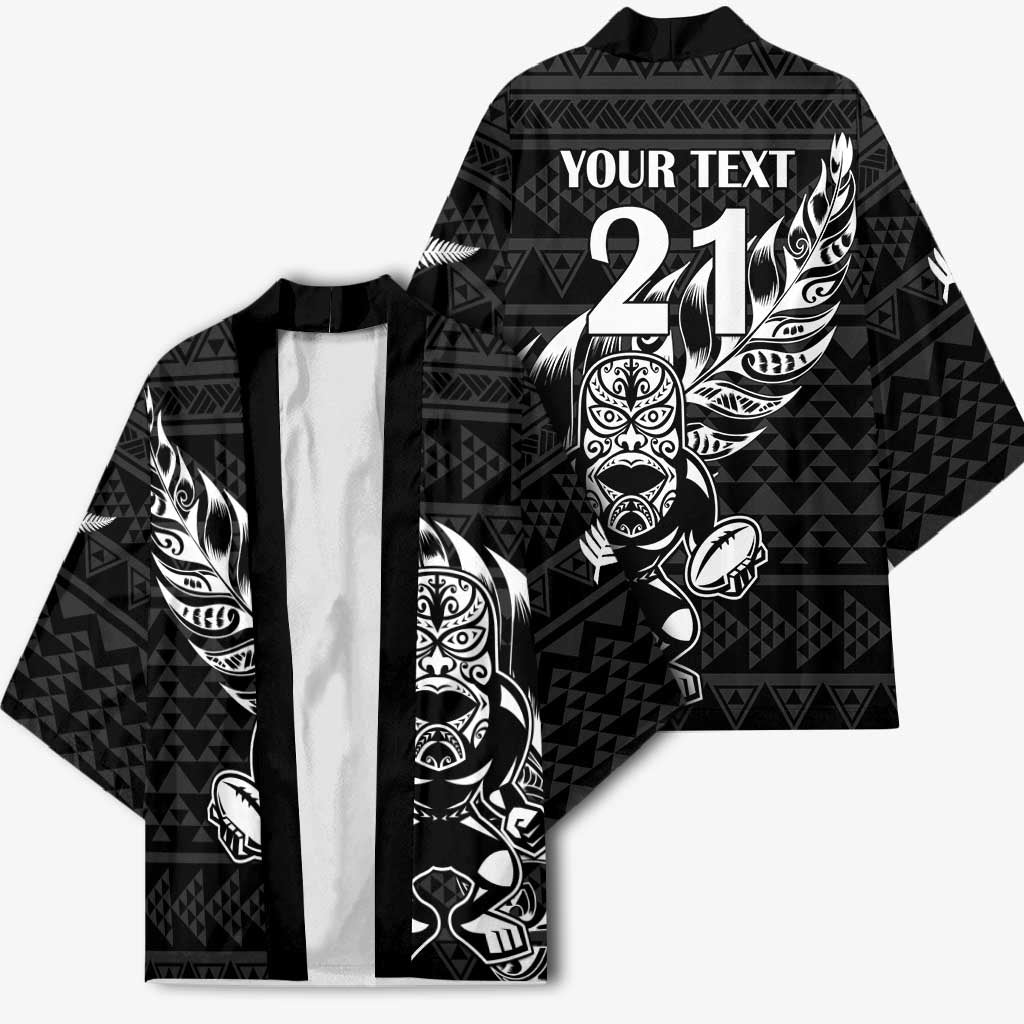 New Zealand Rugby Warrior Custom Kimono Black Fern Taniko Motif - Aussie Hoodie