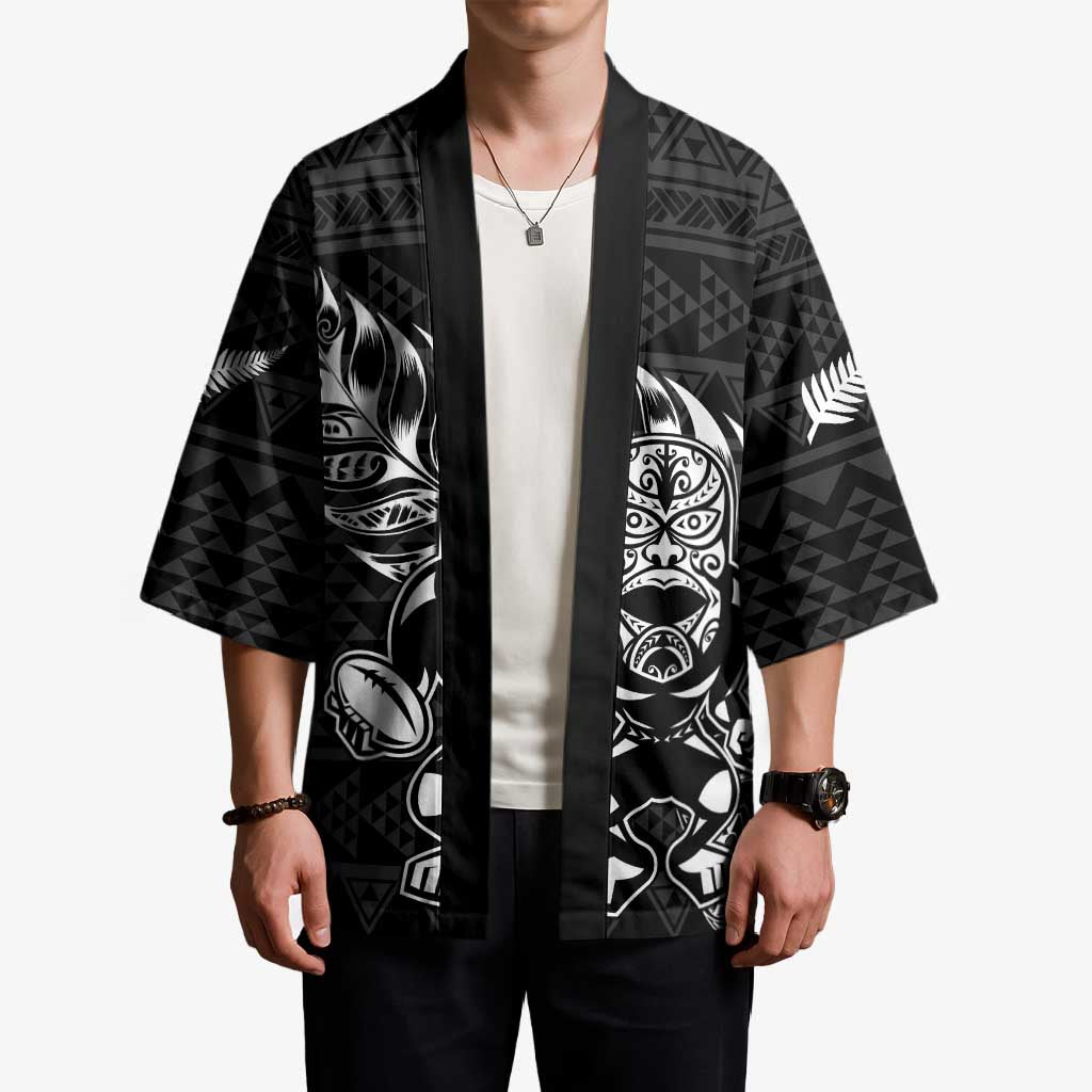 New Zealand Rugby Warrior Custom Kimono Black Fern Taniko Motif - Aussie Hoodie