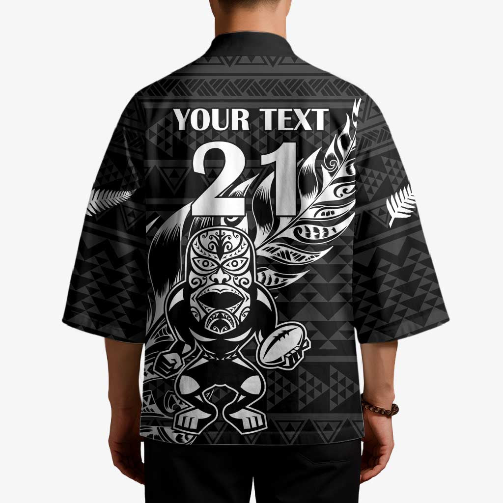 New Zealand Rugby Warrior Custom Kimono Black Fern Taniko Motif - Aussie Hoodie