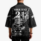 New Zealand Rugby Warrior Custom Kimono Black Fern Taniko Motif - Aussie Hoodie