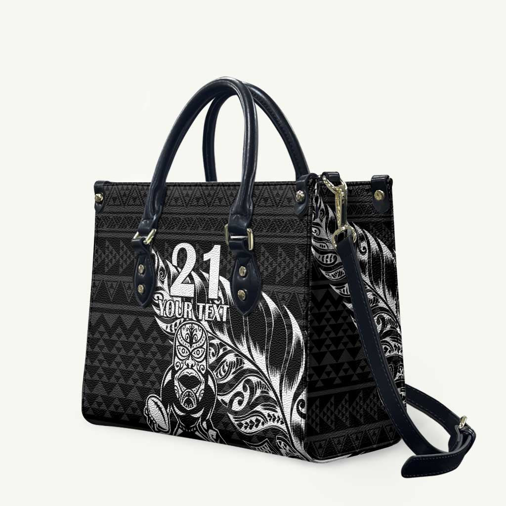 New Zealand Rugby Warrior Custom Leather Bag Black Fern Taniko Motif - Aussie Hoodie