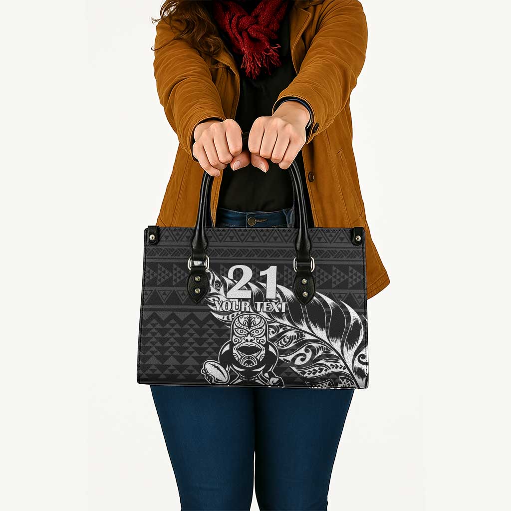 New Zealand Rugby Warrior Custom Leather Bag Black Fern Taniko Motif - Aussie Hoodie