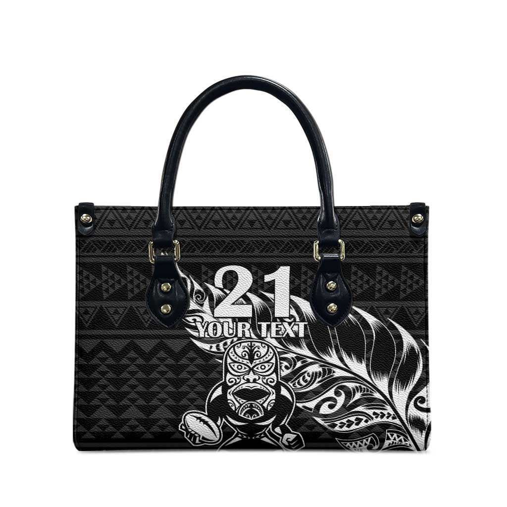 New Zealand Rugby Warrior Custom Leather Bag Black Fern Taniko Motif - Aussie Hoodie