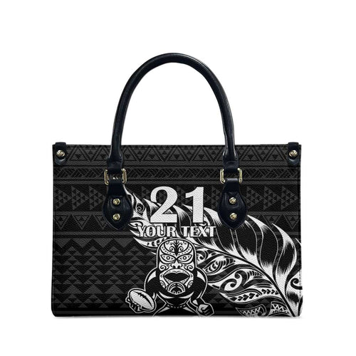 New Zealand Rugby Warrior Custom Leather Bag Black Fern Taniko Motif - Aussie Hoodie