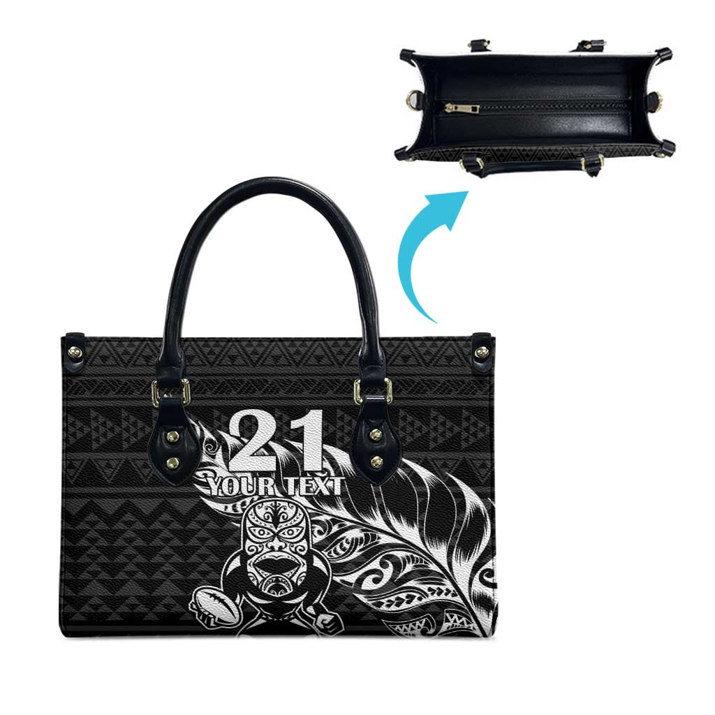 New Zealand Rugby Warrior Custom Leather Bag Black Fern Taniko Motif - Aussie Hoodie