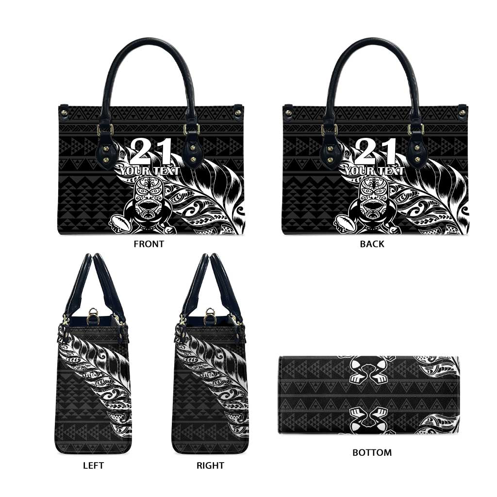New Zealand Rugby Warrior Custom Leather Bag Black Fern Taniko Motif - Aussie Hoodie