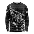 New Zealand Rugby Warrior Custom Long Sleeve Shirt Black Fern Taniko Motif