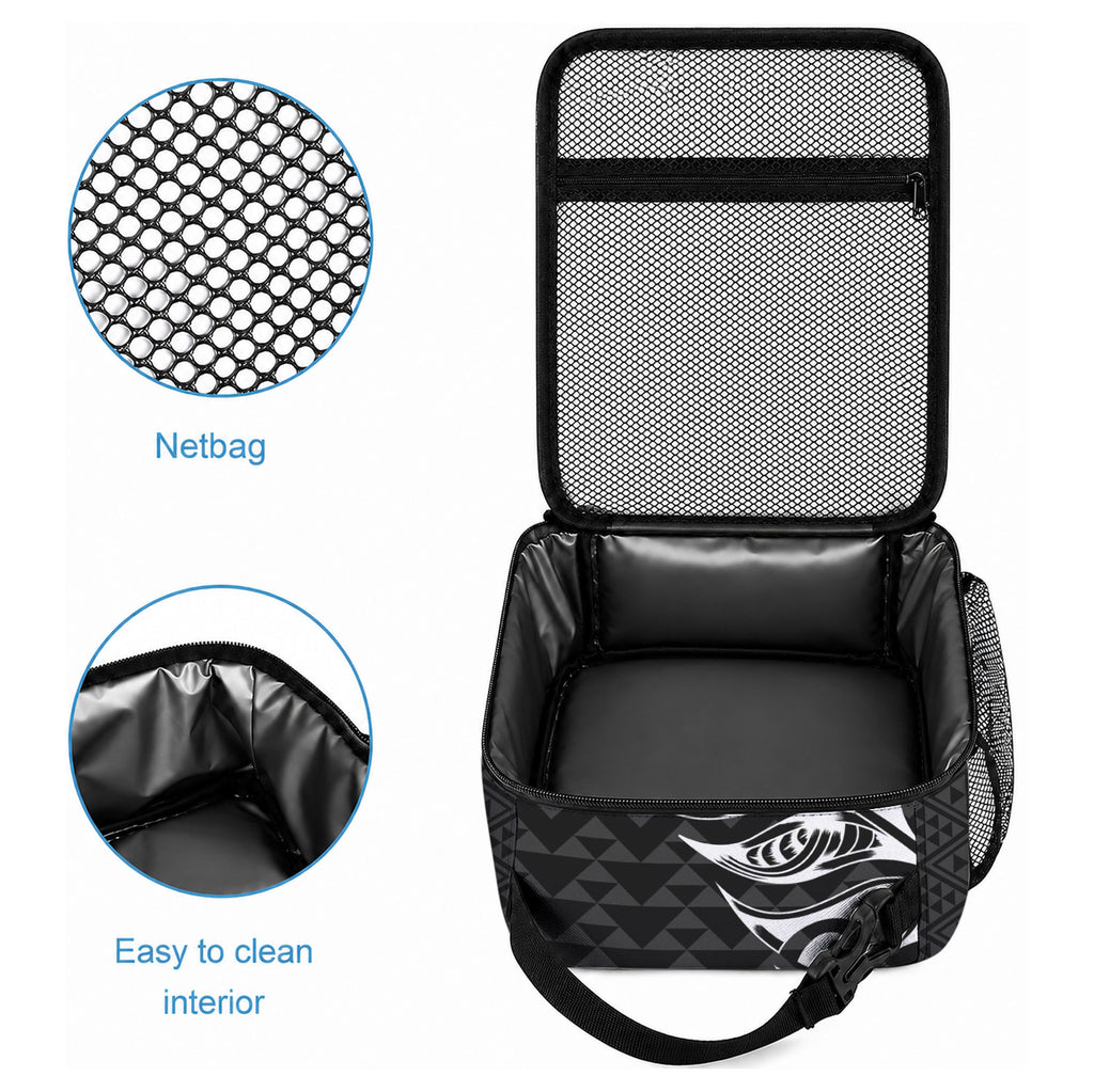 New Zealand Maori Rugby Warrior Custom Lunch Bag Black Fern Taniko Motif