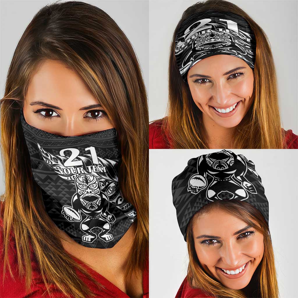 New Zealand Rugby Warrior Custom Neck Gaiter Black Fern Taniko Motif - Aussie Hoodie