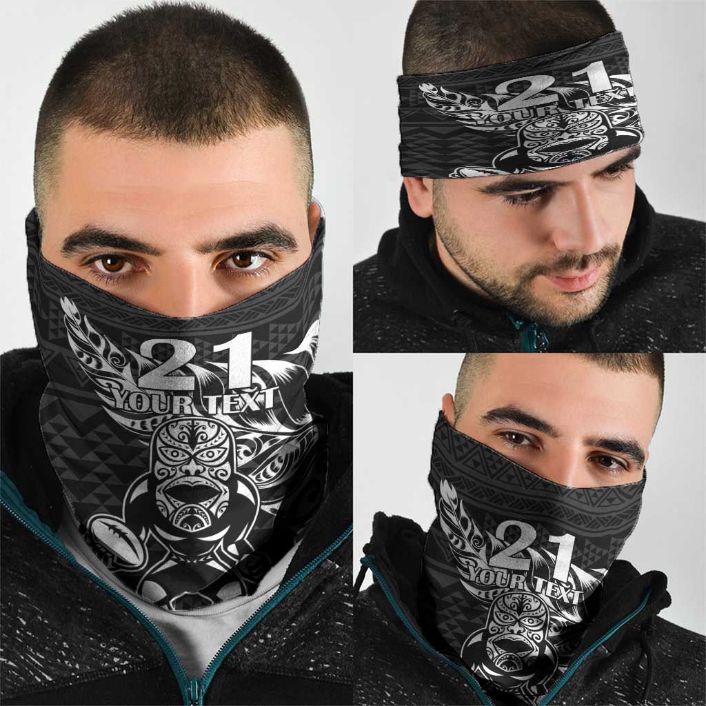 New Zealand Rugby Warrior Custom Neck Gaiter Black Fern Taniko Motif - Aussie Hoodie