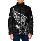 New Zealand Rugby Warrior Custom Padded Jacket Black Fern Taniko Motif - Aussie Hoodie