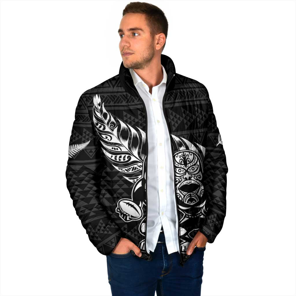 New Zealand Rugby Warrior Custom Padded Jacket Black Fern Taniko Motif - Aussie Hoodie