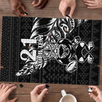 New Zealand Rugby Warrior Custom Puzzle Black Fern Taniko Motif - Aussie Hoodie