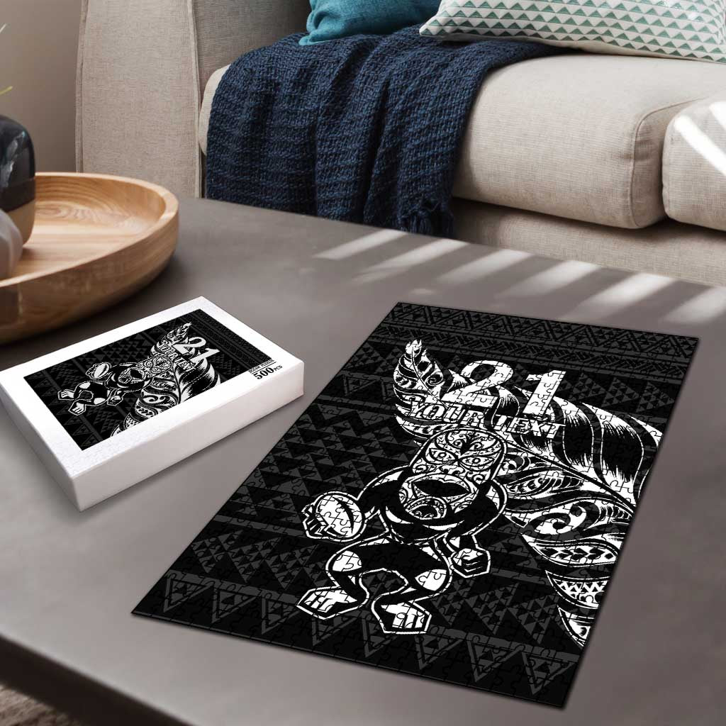 New Zealand Rugby Warrior Custom Puzzle Black Fern Taniko Motif - Aussie Hoodie