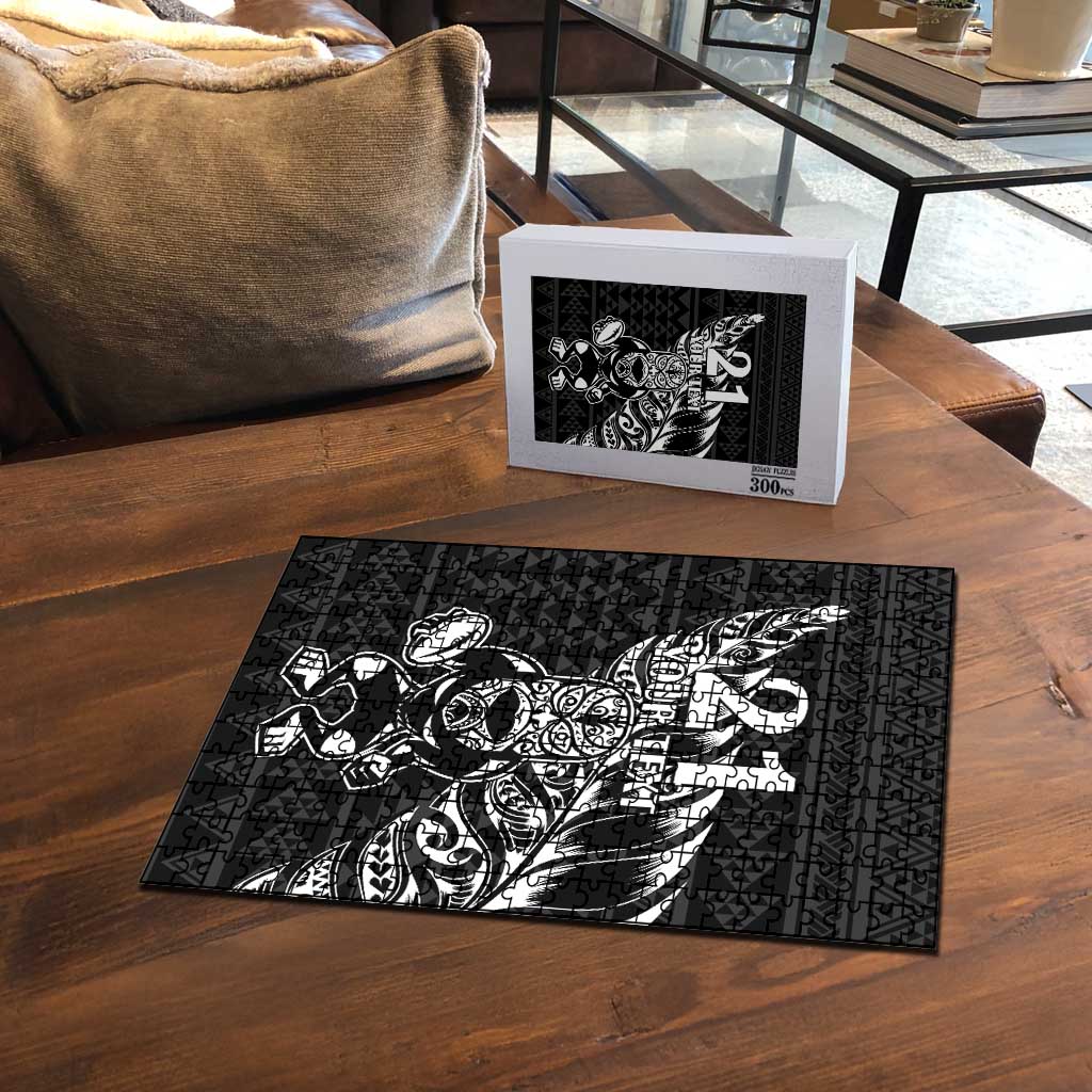 New Zealand Rugby Warrior Custom Puzzle Black Fern Taniko Motif - Aussie Hoodie