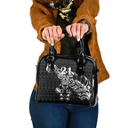 New Zealand Rugby Warrior Custom Shoulder Handbag Black Fern Taniko Motif