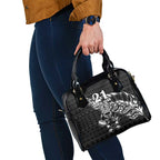 New Zealand Rugby Warrior Custom Shoulder Handbag Black Fern Taniko Motif