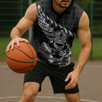 New Zealand Rugby Warrior Custom Sleeveless Hoodie Black Fern Taniko Motif - Aussie Hoodie