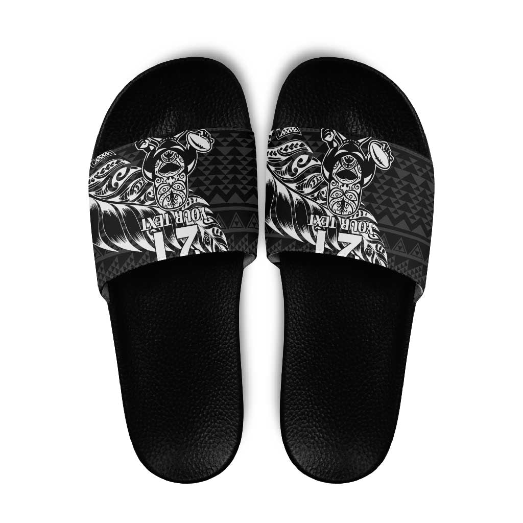 New Zealand Rugby Warrior Custom Slide Sandals Black Fern Taniko Motif - Aussie Hoodie