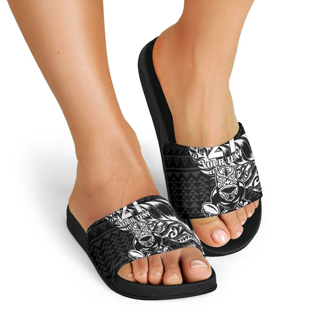 New Zealand Rugby Warrior Custom Slide Sandals Black Fern Taniko Motif - Aussie Hoodie