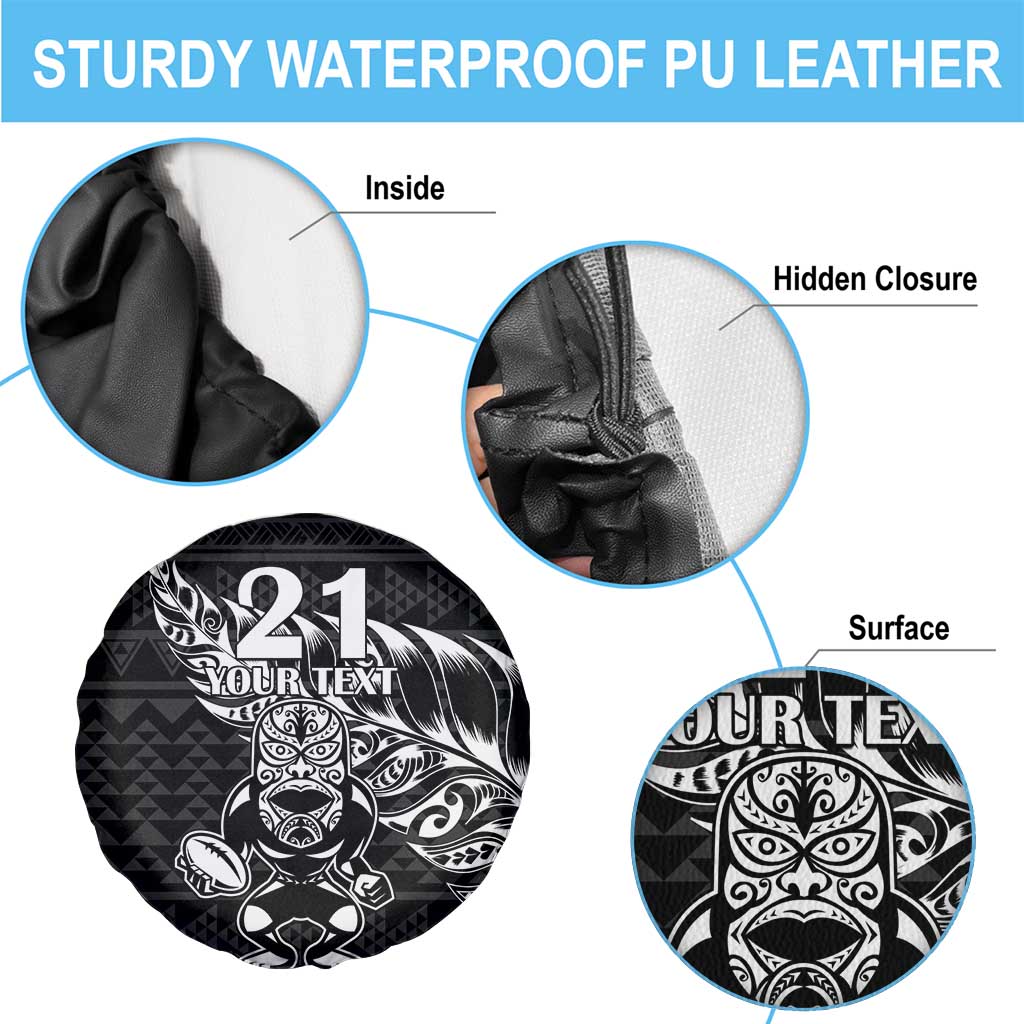 New Zealand Rugby Warrior Custom Spare Tire Cover Black Fern Taniko Motif