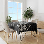 New Zealand Rugby Warrior Custom Tablecloth Black Fern Taniko Motif