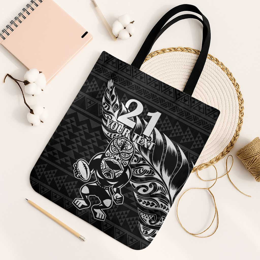 New Zealand Rugby Warrior Custom Tote Bag Black Fern Taniko Motif - Aussie Hoodie